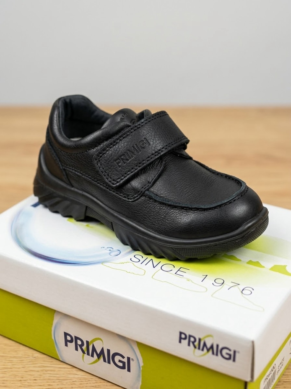 Primigi Leather Kids Hook-and-Loop School Shoe. Italian Brand
